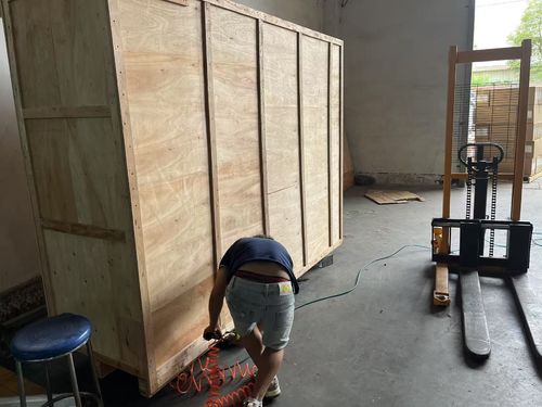 laatste bedrijfsnieuws over Op maat gemaakte verpakkingsmachine met vouwband klaar voor verzending