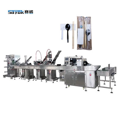Volledig automatische automatische verpakkingsmachines voor servetten, lepel, vork, mes, tandenstoker, hapstokken, enz.