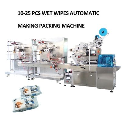 Hoge prestaties natte veeg maken verpakking 2 in 1 machinelijn voor 10-25 stuks pakket